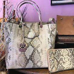 grey snakeskin-look purse